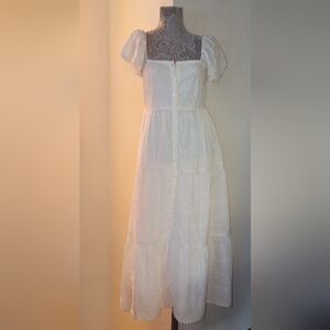 Othilia Anthropologie Embroidered Eyelet Livienne Coachella Dress Ivory, Size 2